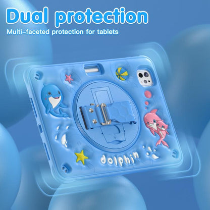 For iPad Pro 11 2025 / 2024 Dolphin Rotation Kickstand Silicone Hybrid PC Tablet Case(Blue) by bashfashion