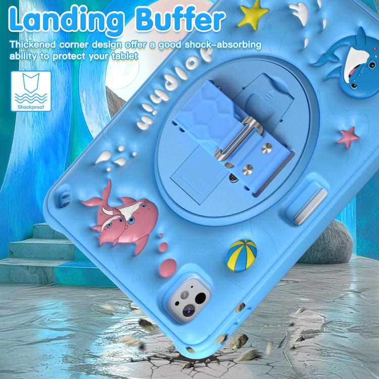 For iPad Pro 11 2025 / 2024 Dolphin Rotation Kickstand Silicone Hybrid PC Tablet Case(Blue) by bashfashion