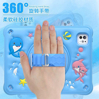 For iPad Pro 11 2025 / 2024 Dolphin Rotation Kickstand Silicone Hybrid PC Tablet Case(Blue) by bashfashion