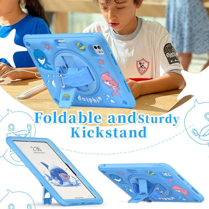 For iPad Pro 11 2025 / 2024 Dolphin Rotation Kickstand Silicone Hybrid PC Tablet Case(Blue) by bashfashion