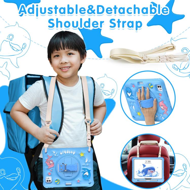 For iPad Pro 11 2025 / 2024 Dolphin Rotation Kickstand Silicone Hybrid PC Tablet Case(Blue) by bashfashion
