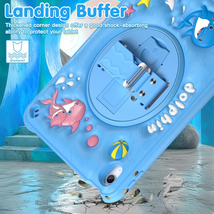 For iPad 2025 / 2022 Dolphin Rotation Kickstand Silicone Hybrid PC Tablet Case(Blue) by bashfashion