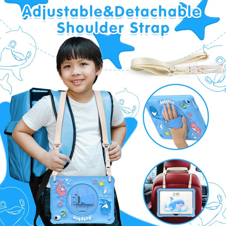 For iPad 2025 / 2022 Dolphin Rotation Kickstand Silicone Hybrid PC Tablet Case(Blue) by bashfashion