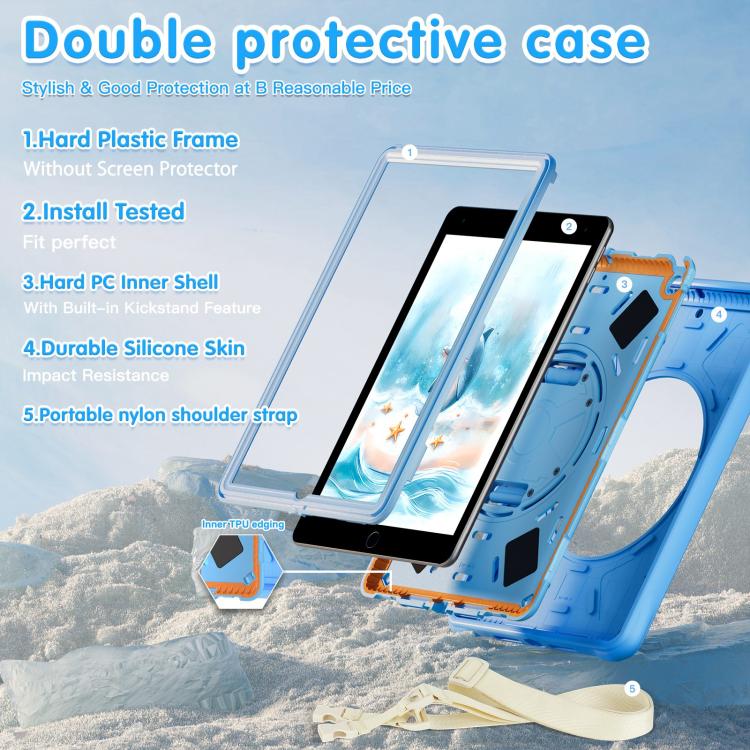 For iPad 10.2 2021 / 2020 / 2019 Dolphin Rotation Kickstand Silicone Hybrid PC Tablet Case(Blue) by bashfashion