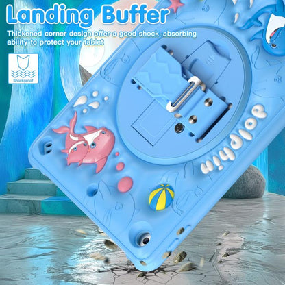 For iPad 10.2 2021 / 2020 / 2019 Dolphin Rotation Kickstand Silicone Hybrid PC Tablet Case(Blue) by bashfashion