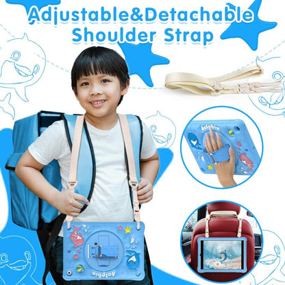 For iPad 10.2 2021 / 2020 / 2019 Dolphin Rotation Kickstand Silicone Hybrid PC Tablet Case(Blue) by bashfashion