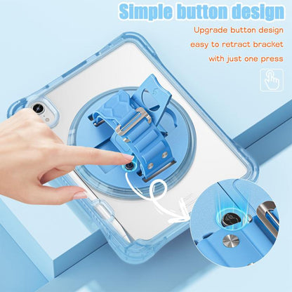 For iPad mini 2024 / mini 6 Rotation Grip Holder TPU Hybrid Clear PC Tablet Case(Light Blue) by bashfashion