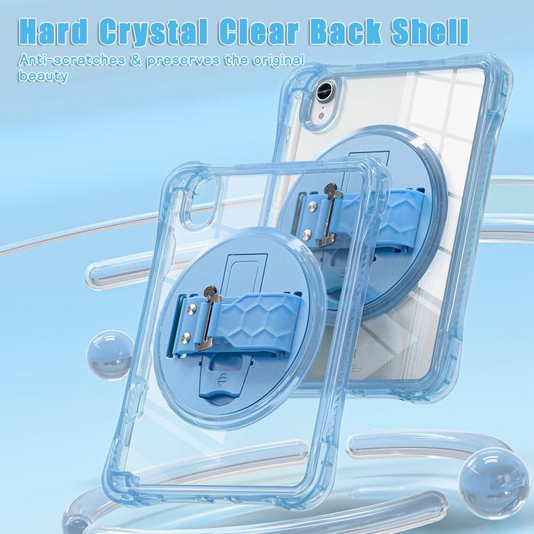 For iPad mini 2024 / mini 6 Rotation Grip Holder TPU Hybrid Clear PC Tablet Case(Light Blue) by bashfashion