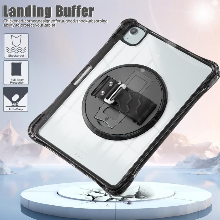 For iPad Air 13 2024 / 2025 Rotation Grip Holder TPU Hybrid Clear PC Tablet Case(Black) by bashfashion