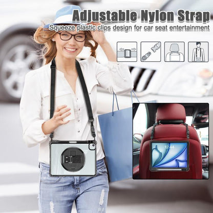 For iPad Air 13 2024 / 2025 Rotation Grip Holder TPU Hybrid Clear PC Tablet Case(Black) by bashfashion