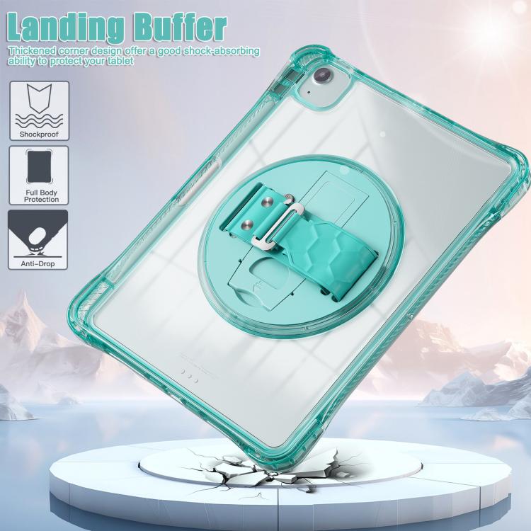 For iPad Air 11 2025 / 2024 / Pro 11 2022 Rotation Grip Holder TPU Hybrid Clear PC Tablet Case(Light Green) by bashfashion