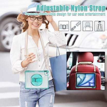 For iPad Air 11 2025 / 2024 / Pro 11 2022 Rotation Grip Holder TPU Hybrid Clear PC Tablet Case(Light Green) by bashfashion