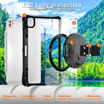 For iPad Pro 11 2025 / 2024 Rotation Grip Holder TPU Hybrid Clear PC Tablet Case(Black) by bashfashion