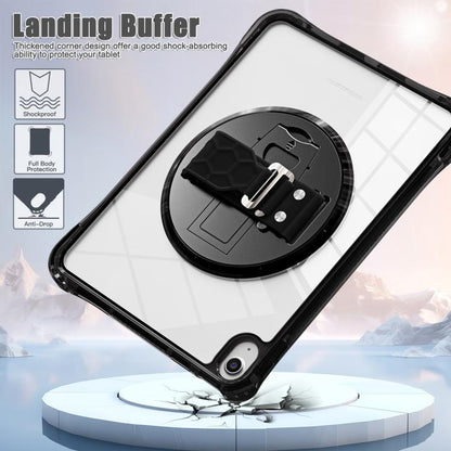 For iPad 2025 / 2022 Rotation Grip Holder TPU Hybrid Clear PC Tablet Case(Black) by bashfashion