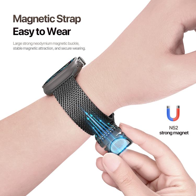 For Apple Watch 46mm / 49mm / 45mm / 44mm DUX DUCIS Milanese Air Series Stainless Steel Magnetic Watch Strap(Black) by DUX DUCIS