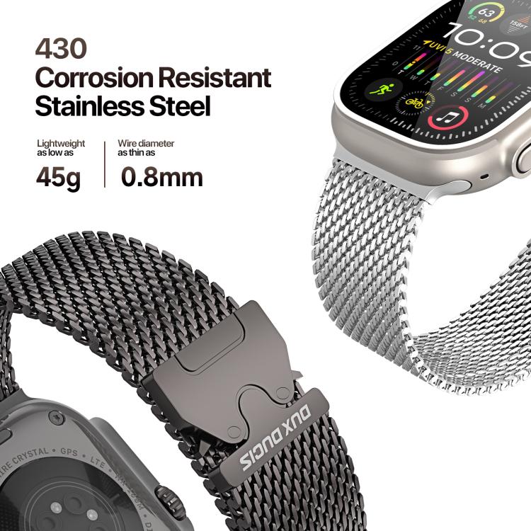For Apple Watch 46mm / 49mm / 45mm / 44mm DUX DUCIS Milanese Air Series Stainless Steel Magnetic Watch Strap(Gun Grey) by DUX DUCIS