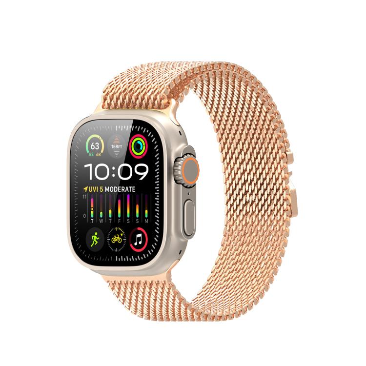 For Apple Watch 46mm / 49mm / 45mm / 44mm DUX DUCIS Milanese Air Series Stainless Steel Magnetic Watch Strap(Rose Gold) by DUX DUCIS