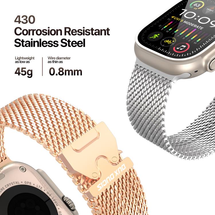 For Apple Watch 46mm / 49mm / 45mm / 44mm DUX DUCIS Milanese Air Series Stainless Steel Magnetic Watch Strap(Rose Gold) by DUX DUCIS