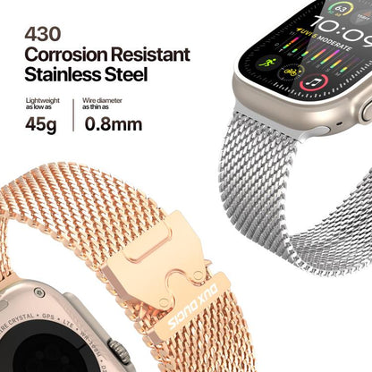 For Apple Watch 46mm / 49mm / 45mm / 44mm DUX DUCIS Milanese Air Series Stainless Steel Magnetic Watch Strap(Rose Gold) by DUX DUCIS