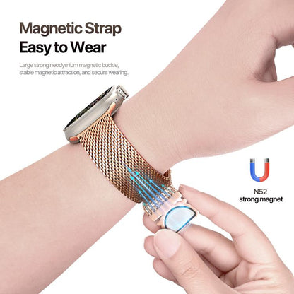 For Apple Watch 46mm / 49mm / 45mm / 44mm DUX DUCIS Milanese Air Series Stainless Steel Magnetic Watch Strap(Rose Gold) by DUX DUCIS