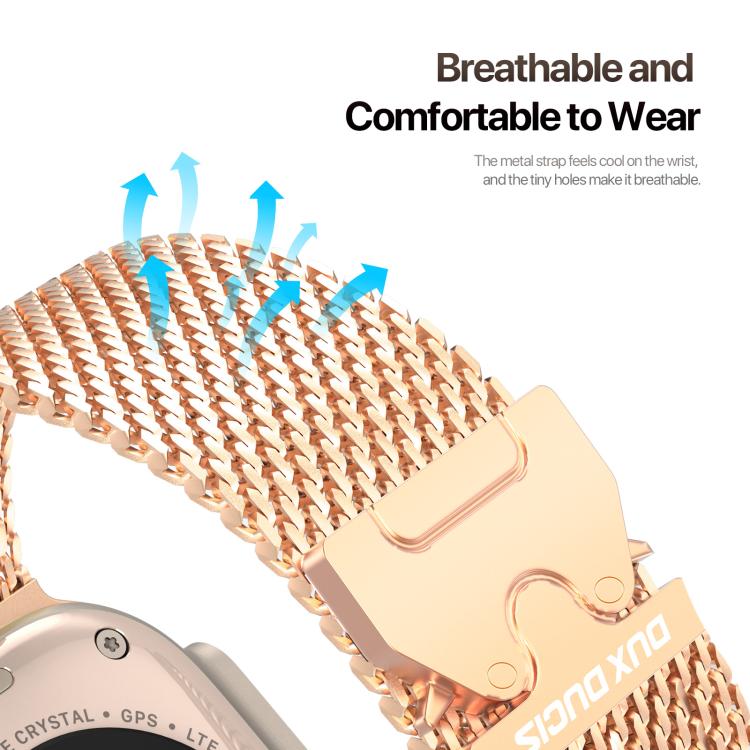 For Apple Watch 46mm / 49mm / 45mm / 44mm DUX DUCIS Milanese Air Series Stainless Steel Magnetic Watch Strap(Rose Gold) by DUX DUCIS