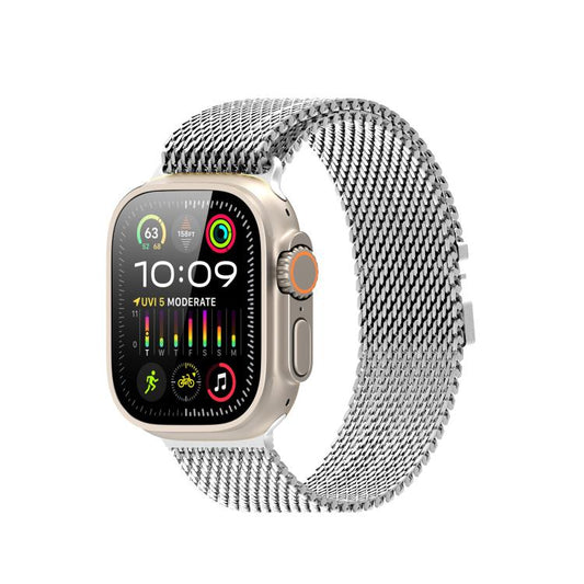 For Apple Watch 46mm / 49mm / 45mm / 44mm DUX DUCIS Milanese Air Series Stainless Steel Magnetic Watch Strap(Silver) by DUX DUCIS