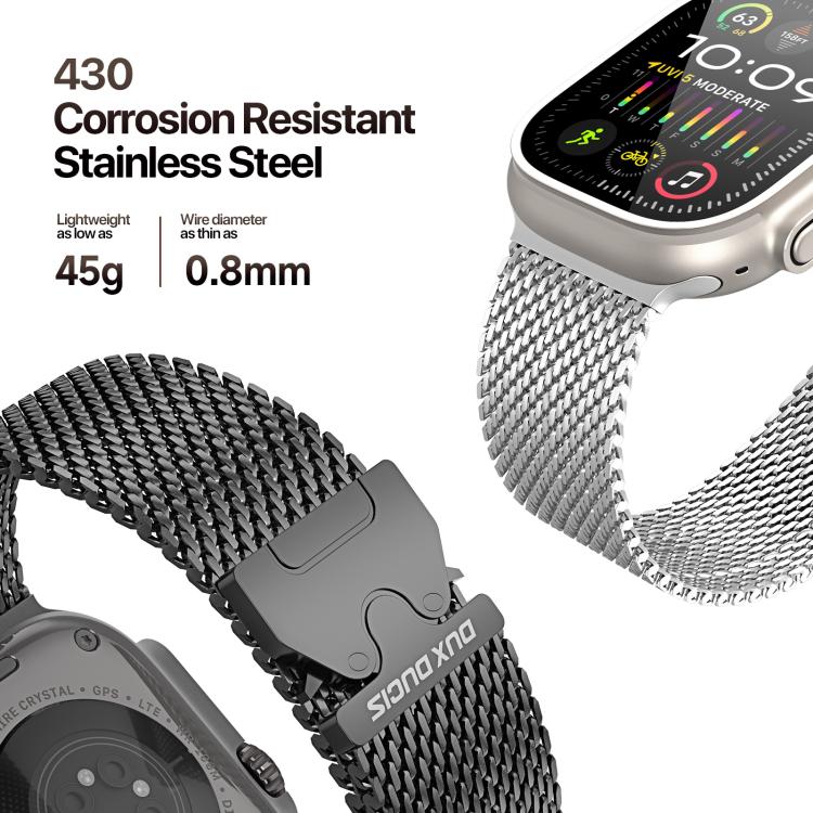 For Apple Watch 46mm / 49mm / 45mm / 44mm DUX DUCIS Milanese Air Series Stainless Steel Magnetic Watch Strap(Silver) by DUX DUCIS