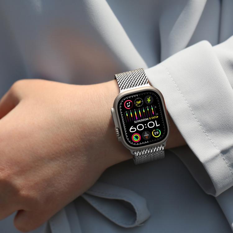 For Apple Watch 46mm / 49mm / 45mm / 44mm DUX DUCIS Milanese Air Series Stainless Steel Magnetic Watch Strap(Silver) by DUX DUCIS