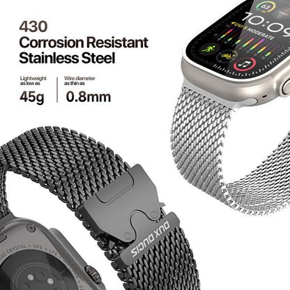 For Apple Watch 42mm / 41mm / 40mm / 38mm DUX DUCIS Milanese Air Series Stainless Steel Magnetic Watch Strap(Black) by DUX DUCIS