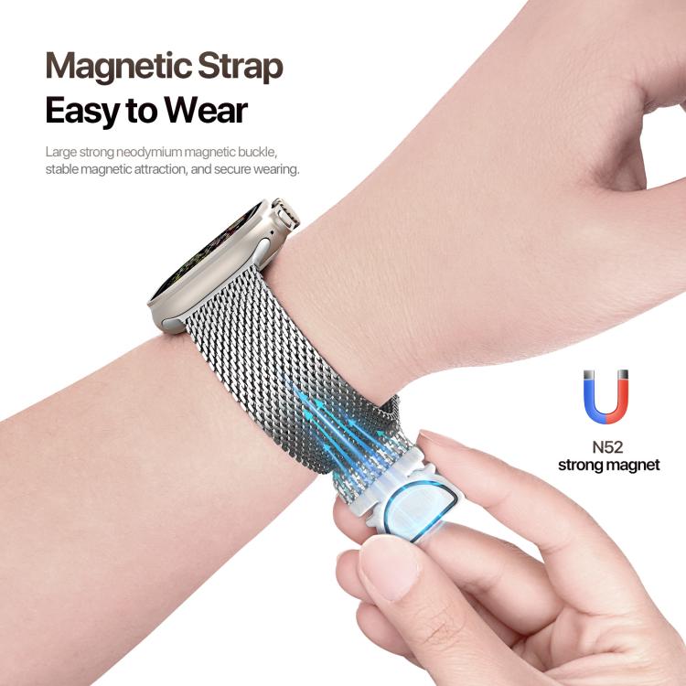 For Apple Watch 42mm / 41mm / 40mm / 38mm DUX DUCIS Milanese Air Series Stainless Steel Magnetic Watch Strap(Silver) by DUX DUCIS