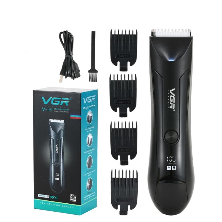 VGR V-951 IPX5 LED Digital Display Portable Light USB Hair Clipper(Black) by VGR
