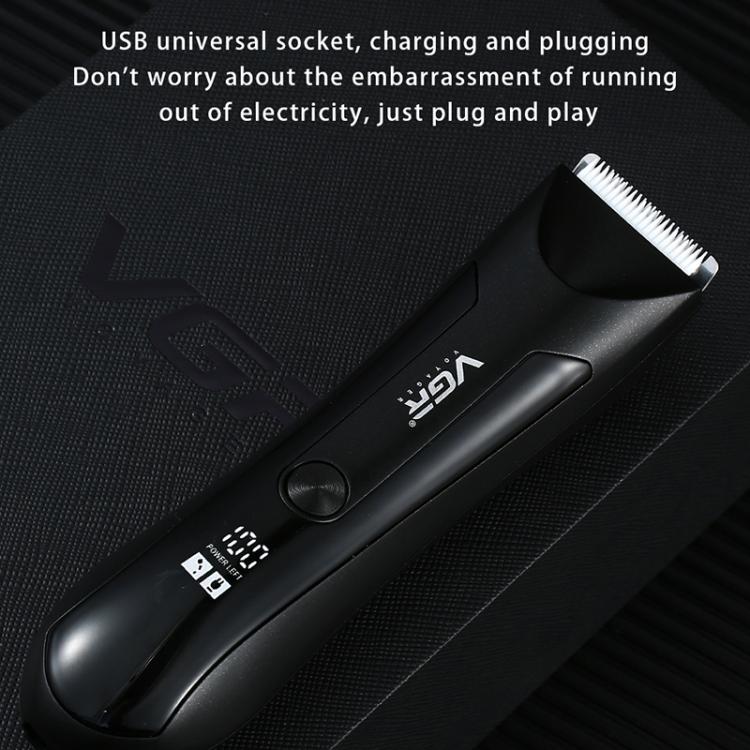 VGR V-951 IPX5 LED Digital Display Portable Light USB Hair Clipper(Black) by VGR