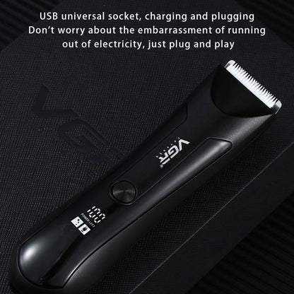 VGR V-951 IPX5 LED Digital Display Portable Light USB Hair Clipper(Black) by VGR