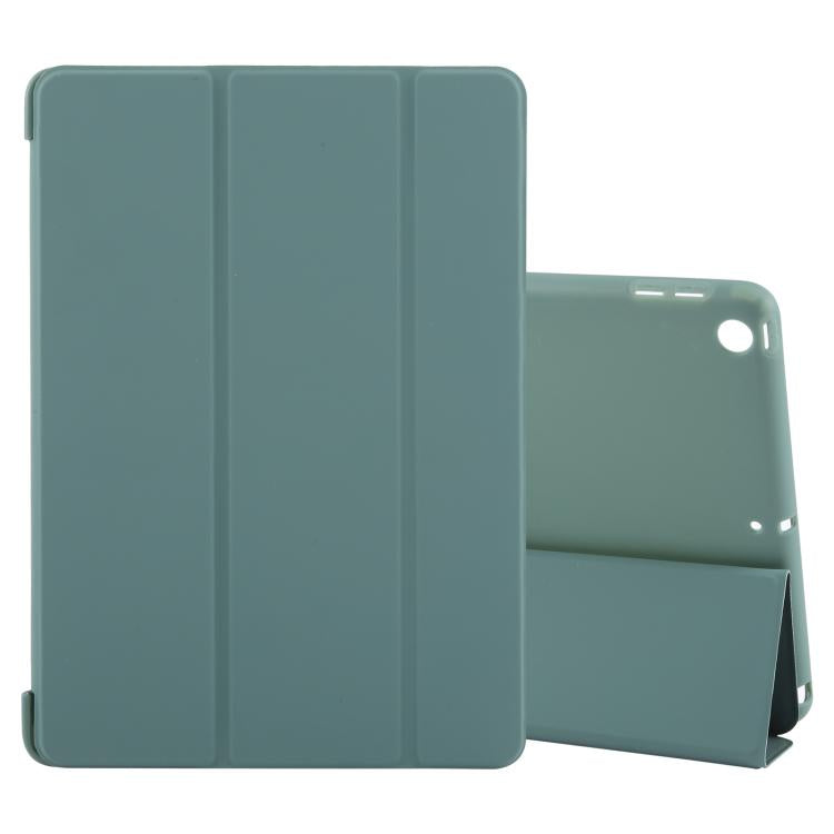 For iPad 10.2 2021 / 2020 / 2019 GEBEI 3-folding Holder Shockproof Flip Leather Tablet Case(Dark Green) by GEBEI