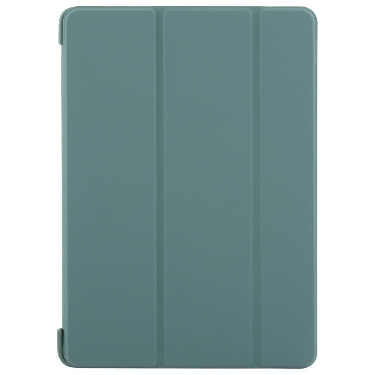 For iPad 10.2 2021 / 2020 / 2019 GEBEI 3-folding Holder Shockproof Flip Leather Tablet Case(Dark Green) by GEBEI