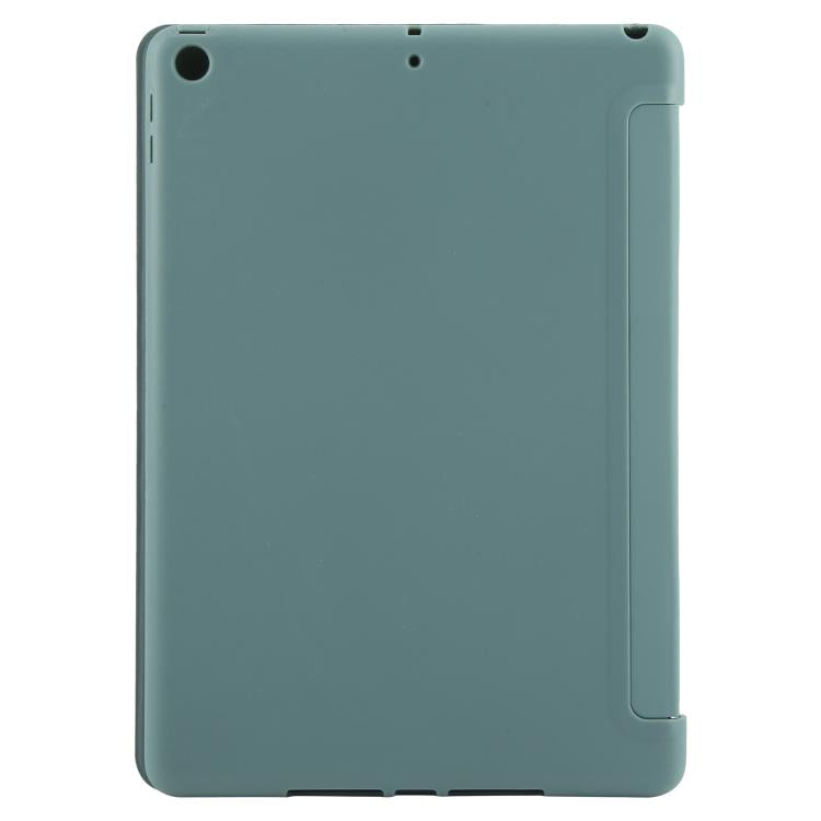 For iPad 10.2 2021 / 2020 / 2019 GEBEI 3-folding Holder Shockproof Flip Leather Tablet Case(Dark Green) by GEBEI