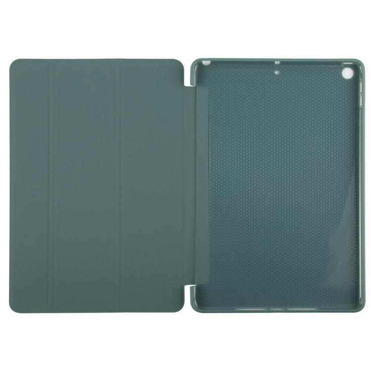 For iPad 10.2 2021 / 2020 / 2019 GEBEI 3-folding Holder Shockproof Flip Leather Tablet Case(Dark Green) by GEBEI