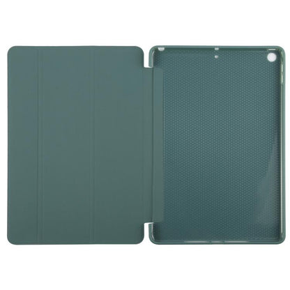 For iPad 10.2 2021 / 2020 / 2019 GEBEI 3-folding Holder Shockproof Flip Leather Tablet Case(Dark Green) by GEBEI