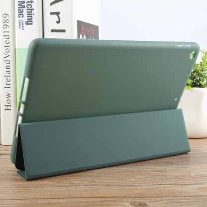 For iPad 10.2 2021 / 2020 / 2019 GEBEI 3-folding Holder Shockproof Flip Leather Tablet Case(Dark Green) by GEBEI