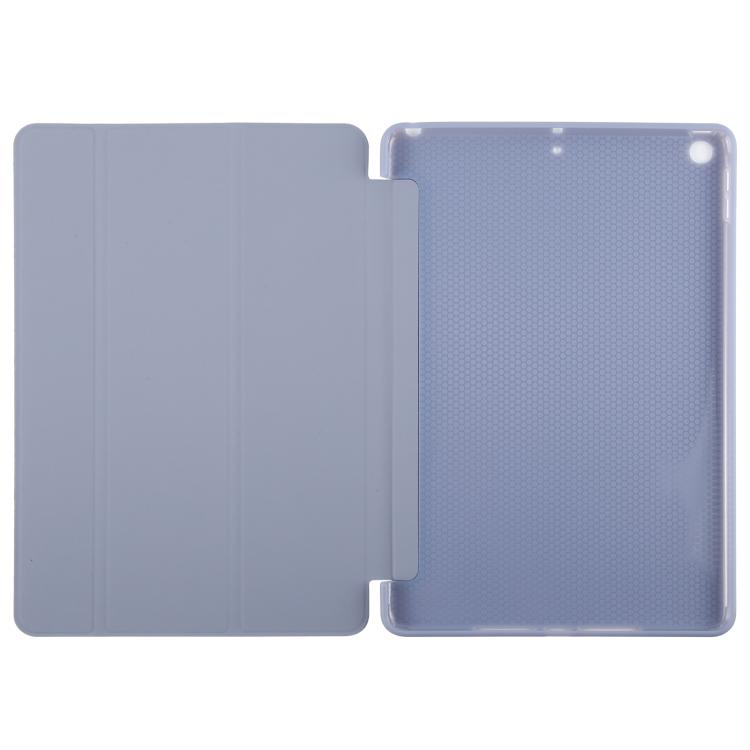 For iPad 10.2 2021 / 2020 / 2019 GEBEI 3-folding Holder Shockproof Flip Leather Tablet Case(Lavender Purple) by GEBEI
