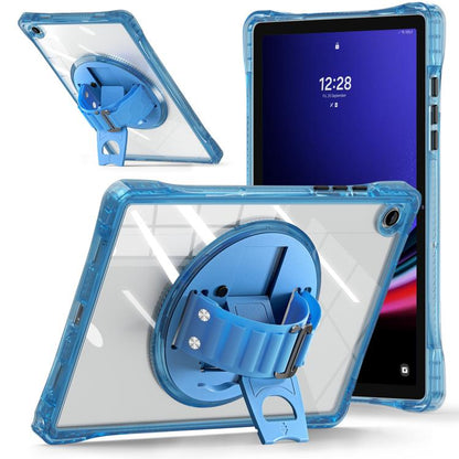 For Samsung Galaxy Tab A9+ Rotation Grip Holder TPU Hybrid Clear PC Tablet Case(Light Blue) by bashfashion
