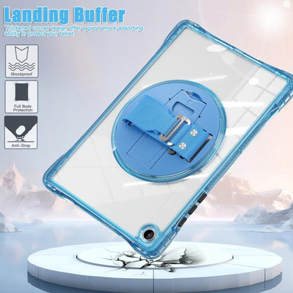 For Samsung Galaxy Tab A9+ Rotation Grip Holder TPU Hybrid Clear PC Tablet Case(Light Blue) by bashfashion
