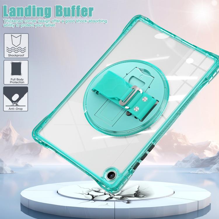 For Samsung Galaxy Tab A9+ Rotation Grip Holder TPU Hybrid Clear PC Tablet Case(Light Green) by bashfashion