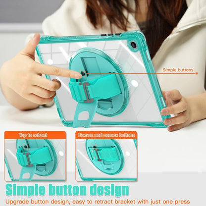 For Samsung Galaxy Tab A9+ Rotation Grip Holder TPU Hybrid Clear PC Tablet Case(Light Green) by bashfashion