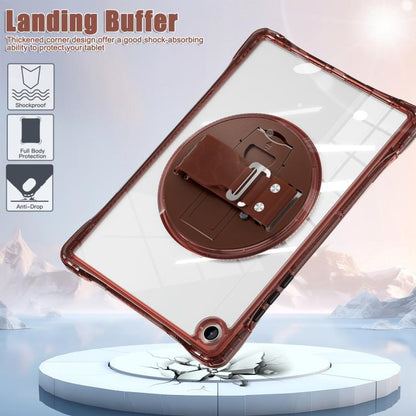 For Samsung Galaxy Tab A9+ Rotation Grip Holder TPU Hybrid Clear PC Tablet Case(Chocolate) by bashfashion