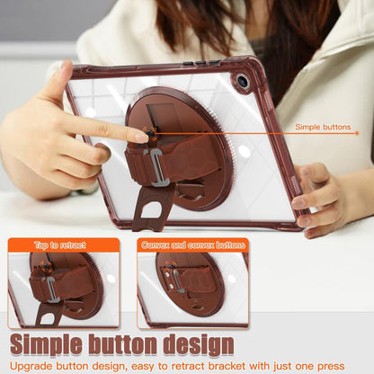 For Samsung Galaxy Tab A9+ Rotation Grip Holder TPU Hybrid Clear PC Tablet Case(Chocolate) by bashfashion