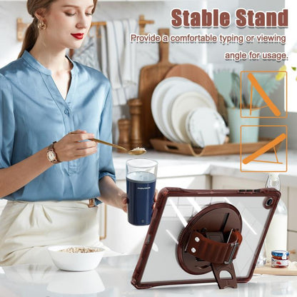 For Samsung Galaxy Tab A9+ Rotation Grip Holder TPU Hybrid Clear PC Tablet Case(Chocolate) by bashfashion