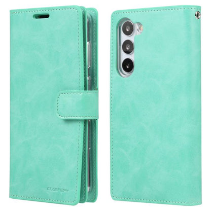 For Samsung Galaxy S25 5G GOOSPERY MANSOOR DIARY 9 Card Slots Leather Phone Case(Mint Green) by GOOSPERY