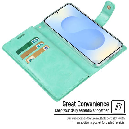 For Samsung Galaxy S25 5G GOOSPERY MANSOOR DIARY 9 Card Slots Leather Phone Case(Mint Green) by GOOSPERY