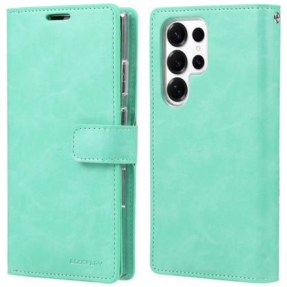 For Samsung Galaxy S25 Ultra 5G GOOSPERY MANSOOR DIARY 9 Card Slots Leather Phone Case(Mint Green) by GOOSPERY